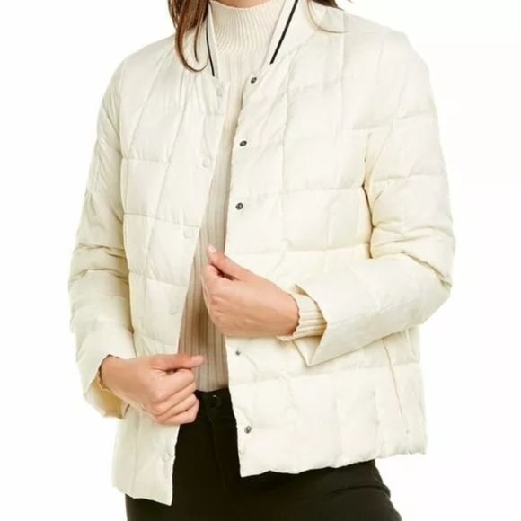 Vtg Trina Turk DUCK DOWN Puff Snap Jacket, Cream/White, Women's Small - Picture 2 of 13